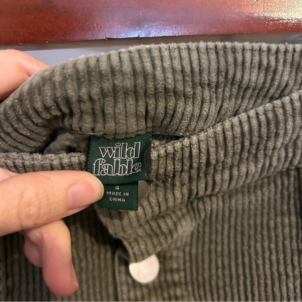 Olive Corduroy Button-Front Skirt - Picture 3 of 4